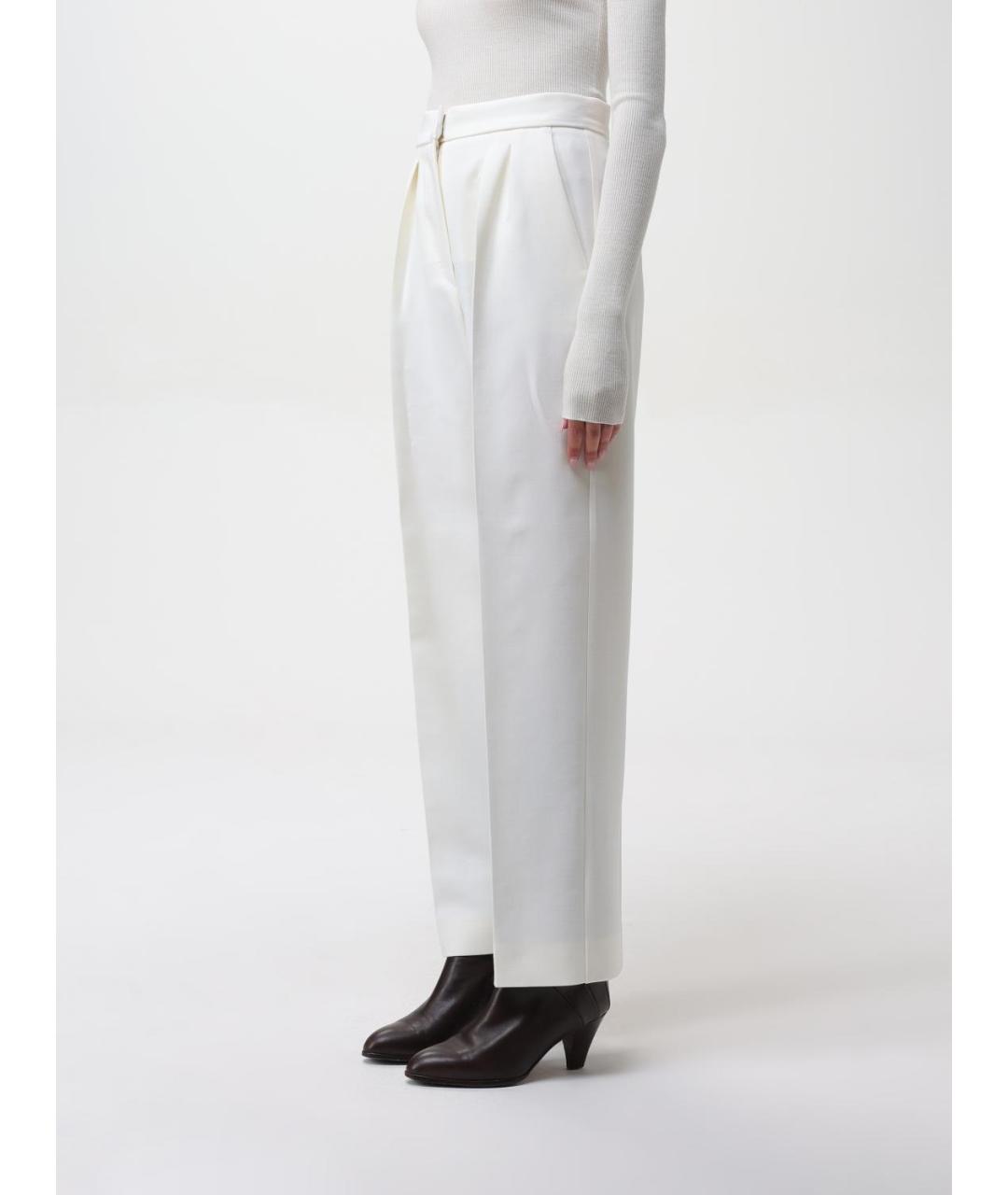 MAX MARA Белые шерстяные прямые брюки, фото 3