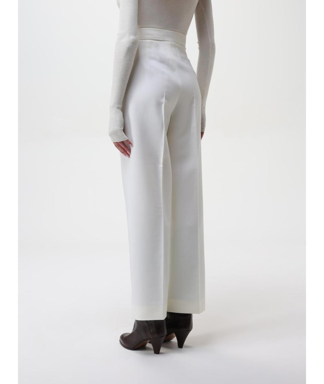 MAX MARA Белые шерстяные прямые брюки, фото 2