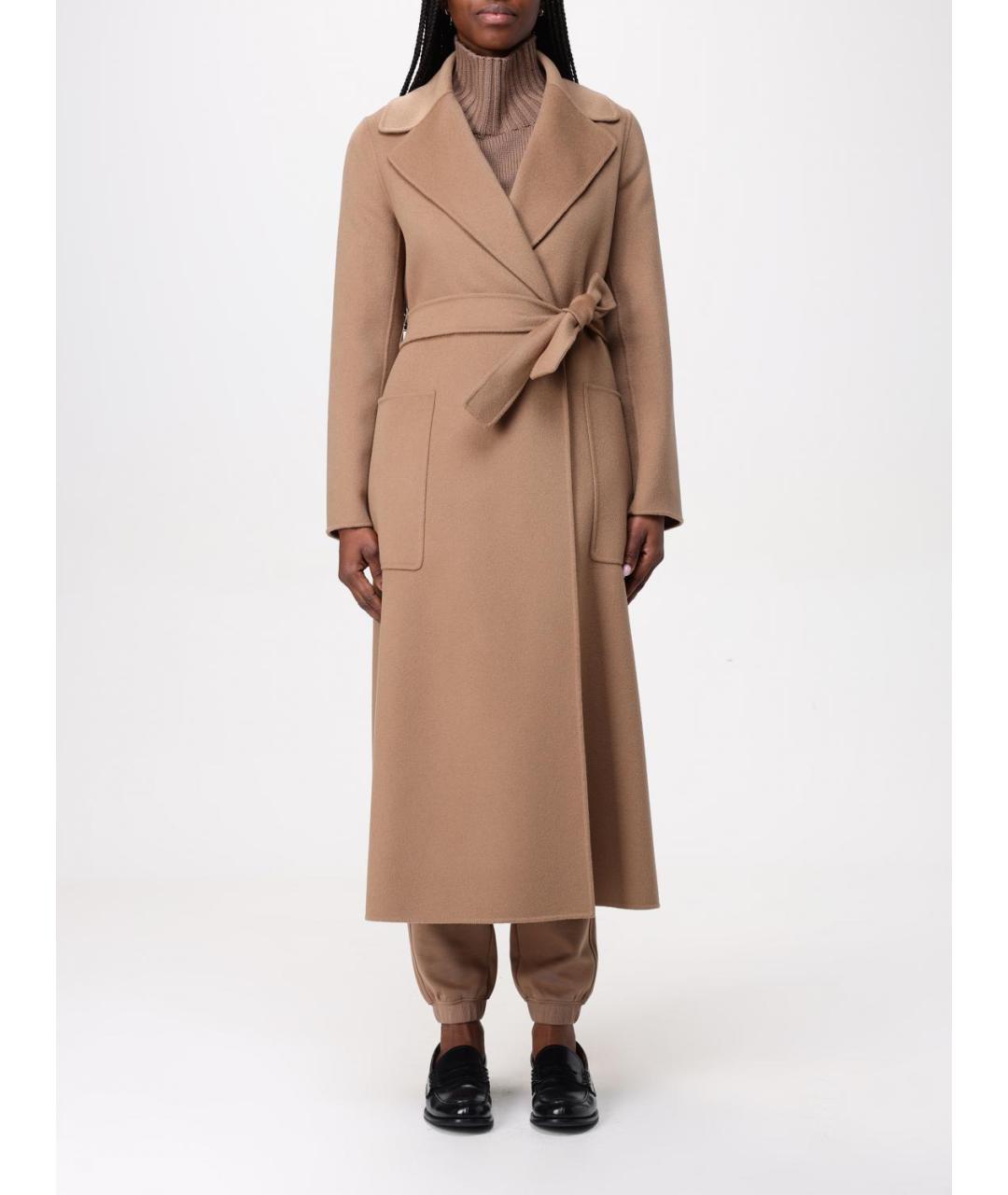 'S MAX MARA Бежевое шерстяное пальто, фото 6