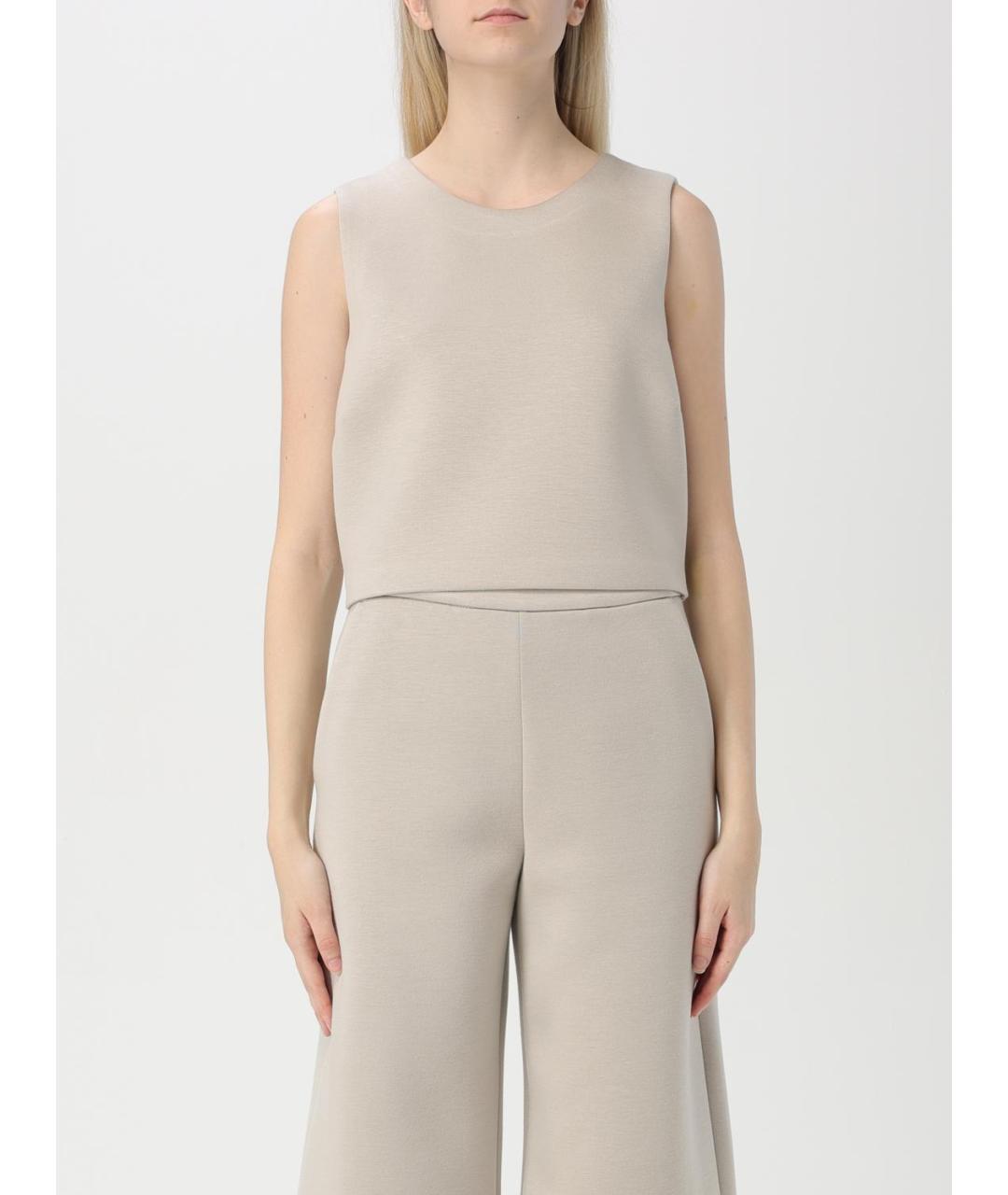 'S MAX MARA Бежевая вискозная майка, фото 6