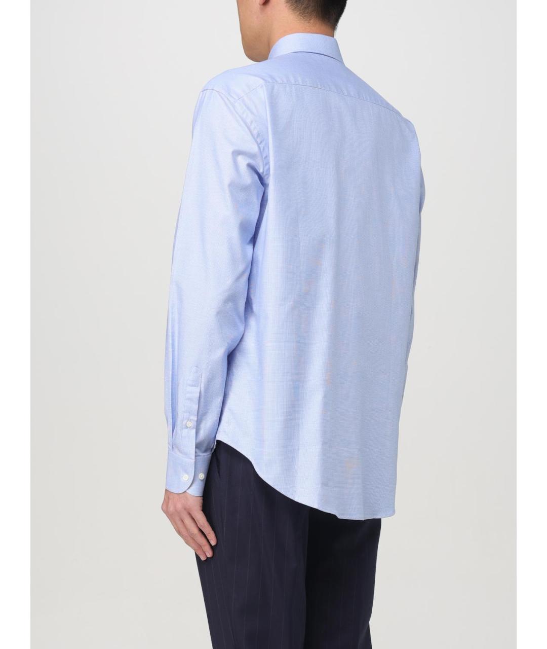 EMPORIO ARMANI Голубая хлопковая классическая рубашка, фото 2