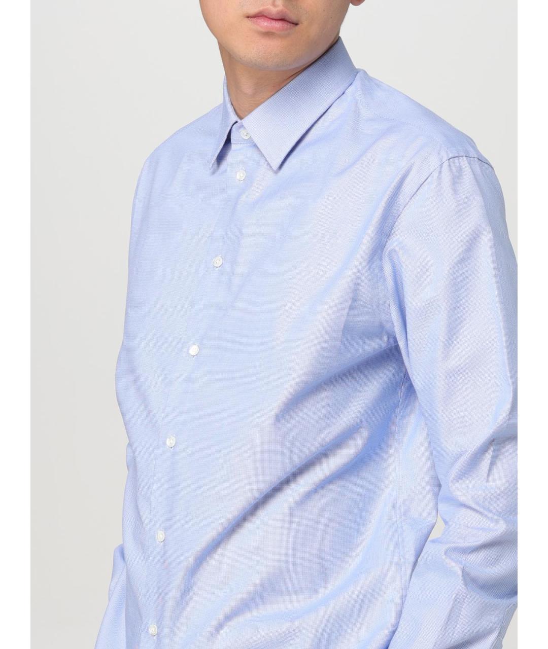 EMPORIO ARMANI Голубая хлопковая классическая рубашка, фото 3
