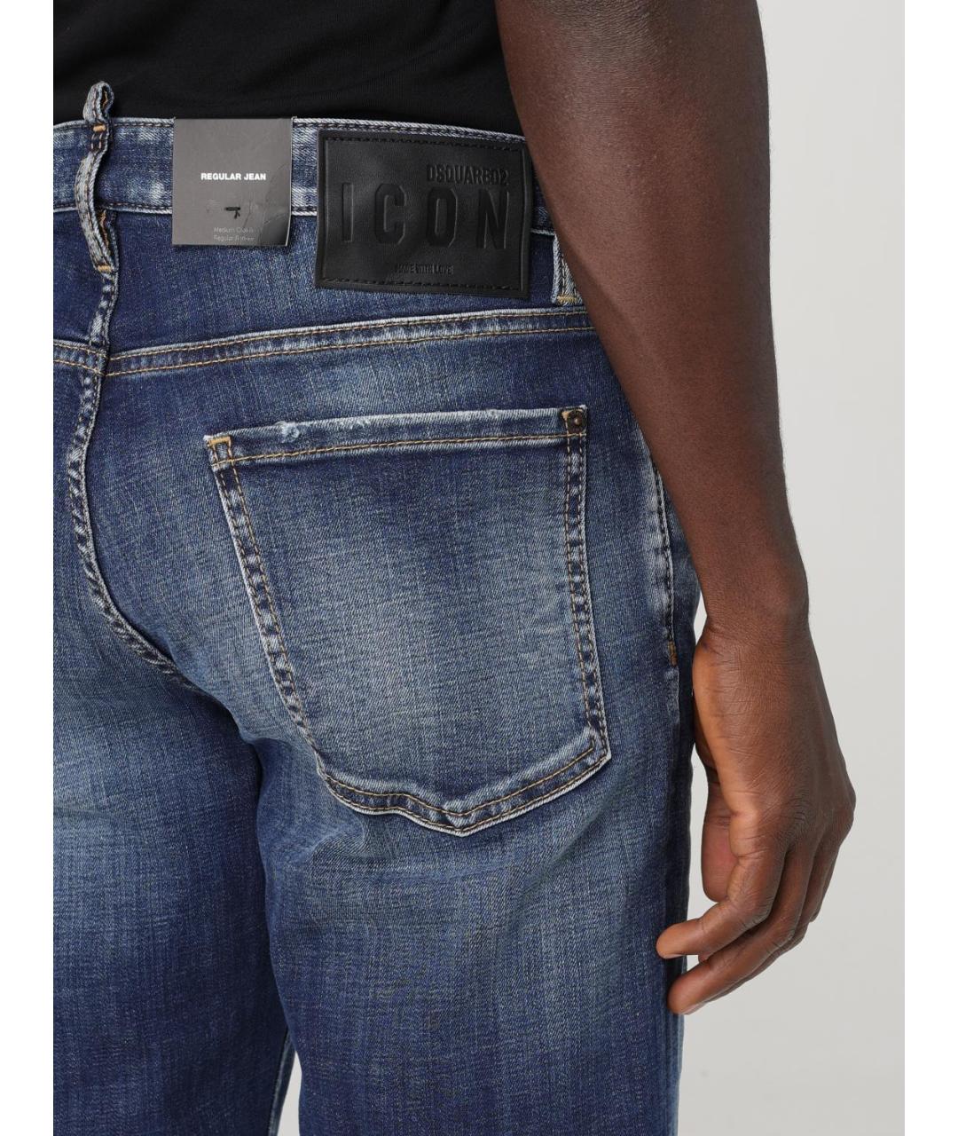 DSQUARED2 Синие хлопко-эластановые прямые джинсы, фото 3