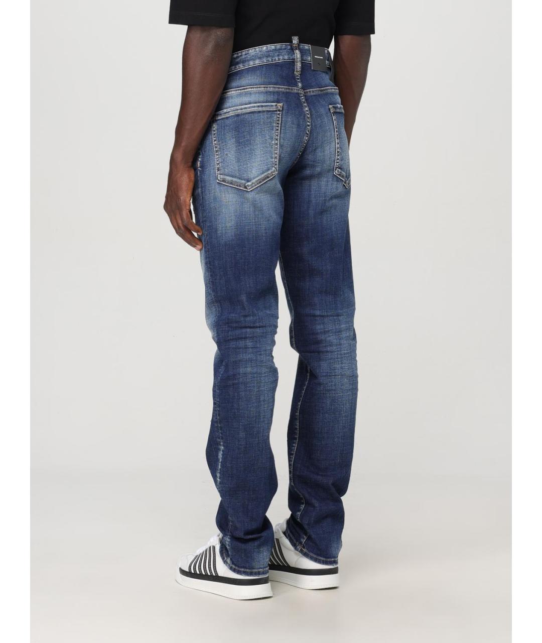 DSQUARED2 Синие хлопко-эластановые прямые джинсы, фото 2