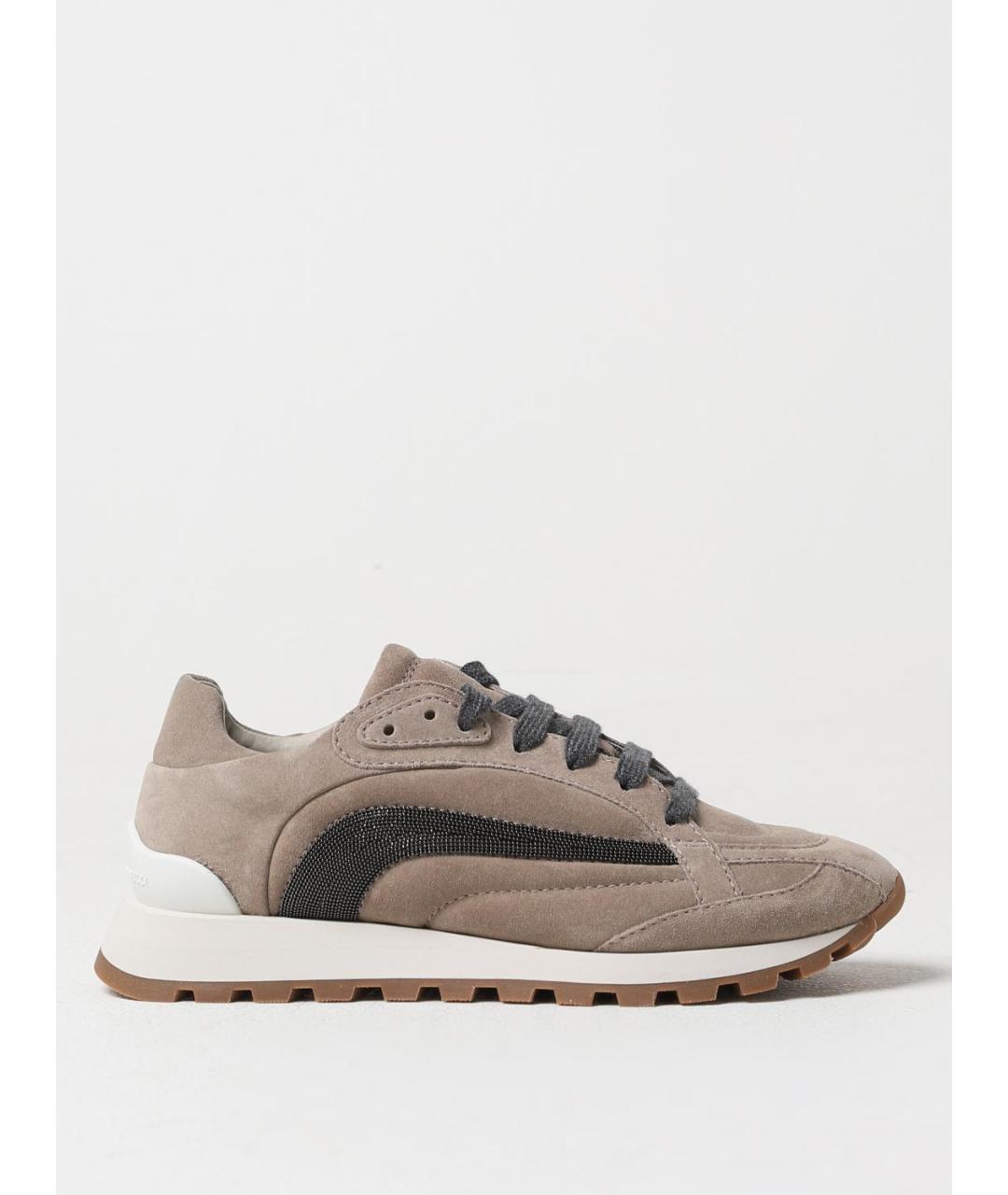 BRUNELLO CUCINELLI Бежевые замшевые кроссовки, фото 5