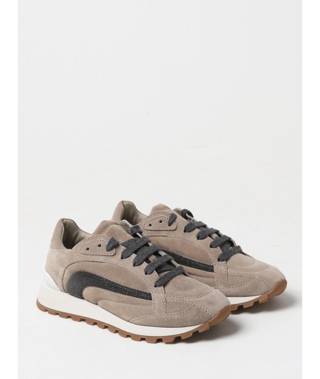 BRUNELLO CUCINELLI Бежевые замшевые кроссовки, фото 2