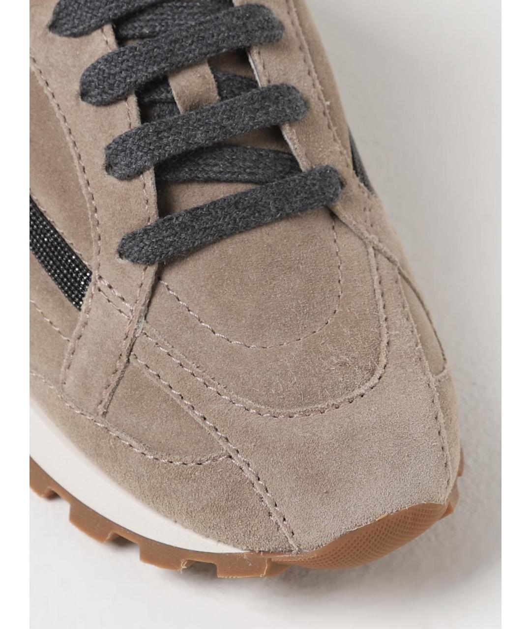 BRUNELLO CUCINELLI Бежевые замшевые кроссовки, фото 4