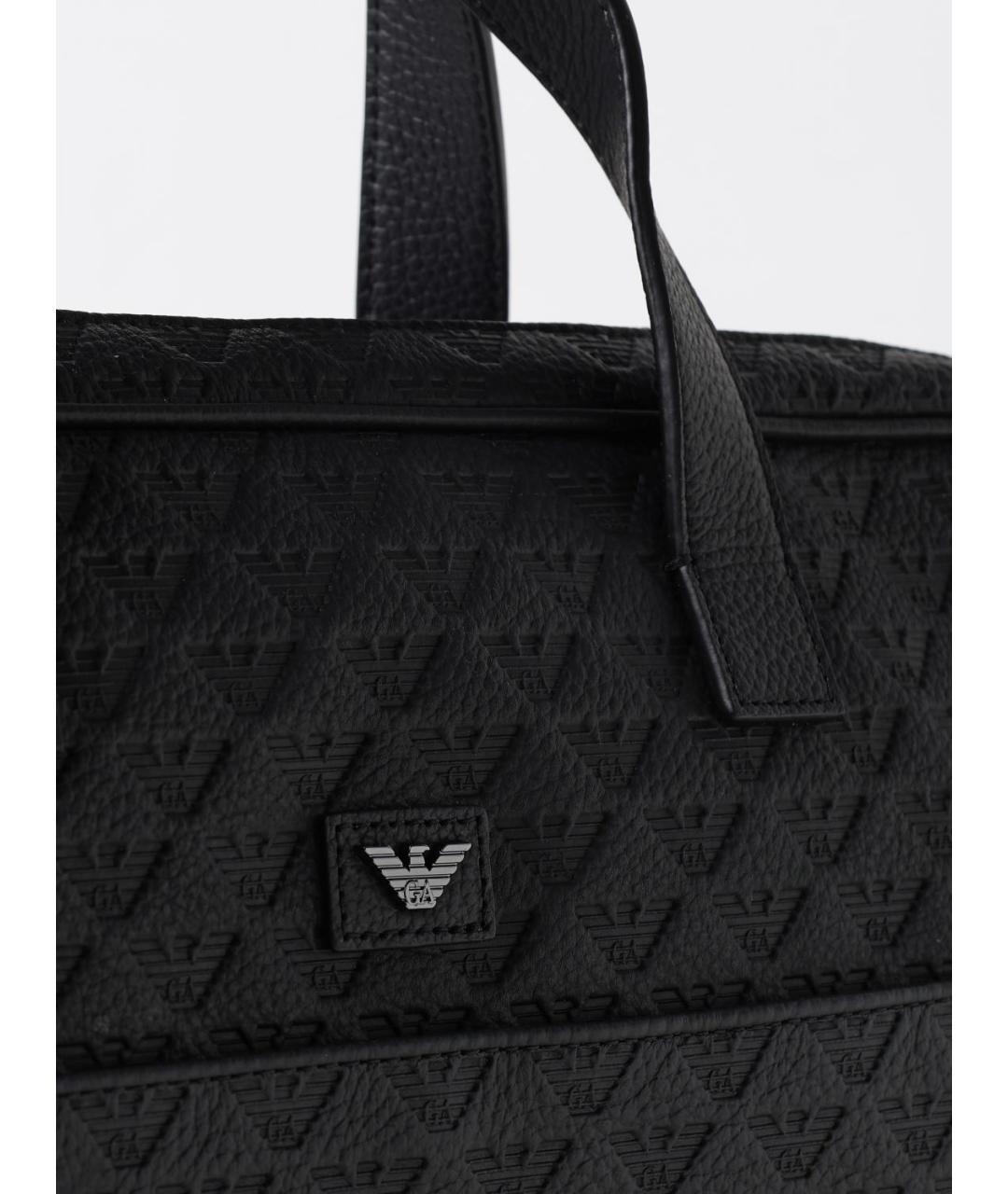 EMPORIO ARMANI Черный кожаный портфель, фото 3