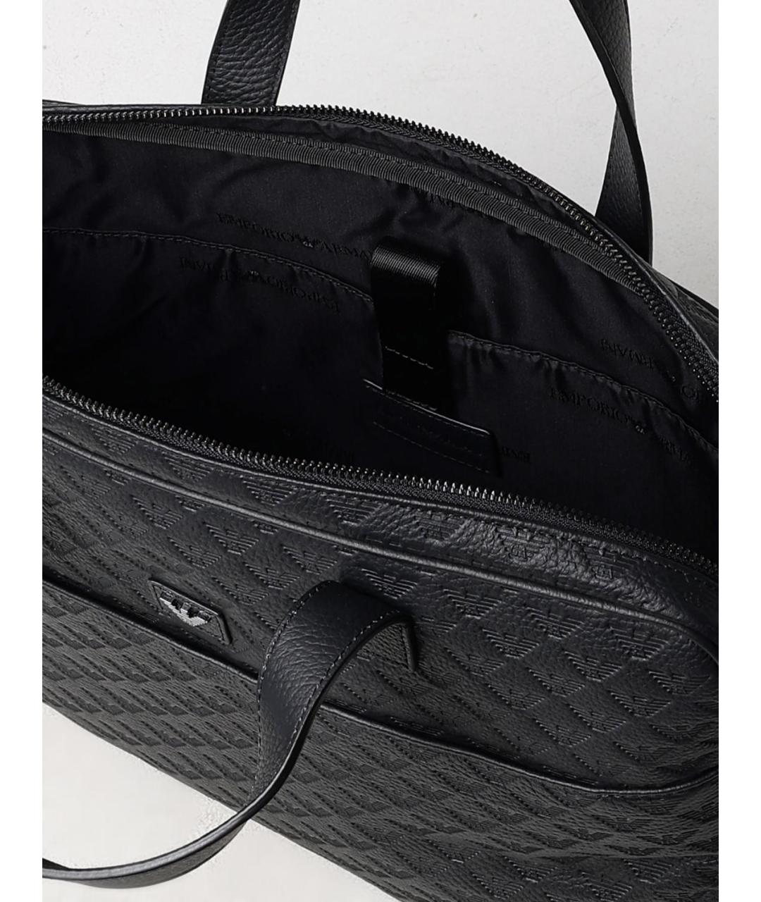 EMPORIO ARMANI Черный кожаный портфель, фото 4