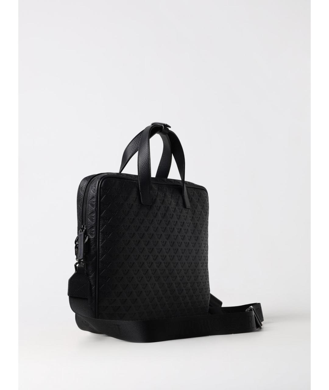 EMPORIO ARMANI Черный кожаный портфель, фото 2