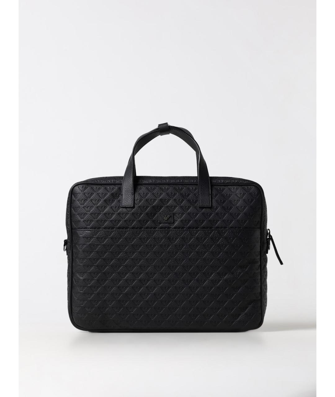 EMPORIO ARMANI Черный кожаный портфель, фото 5