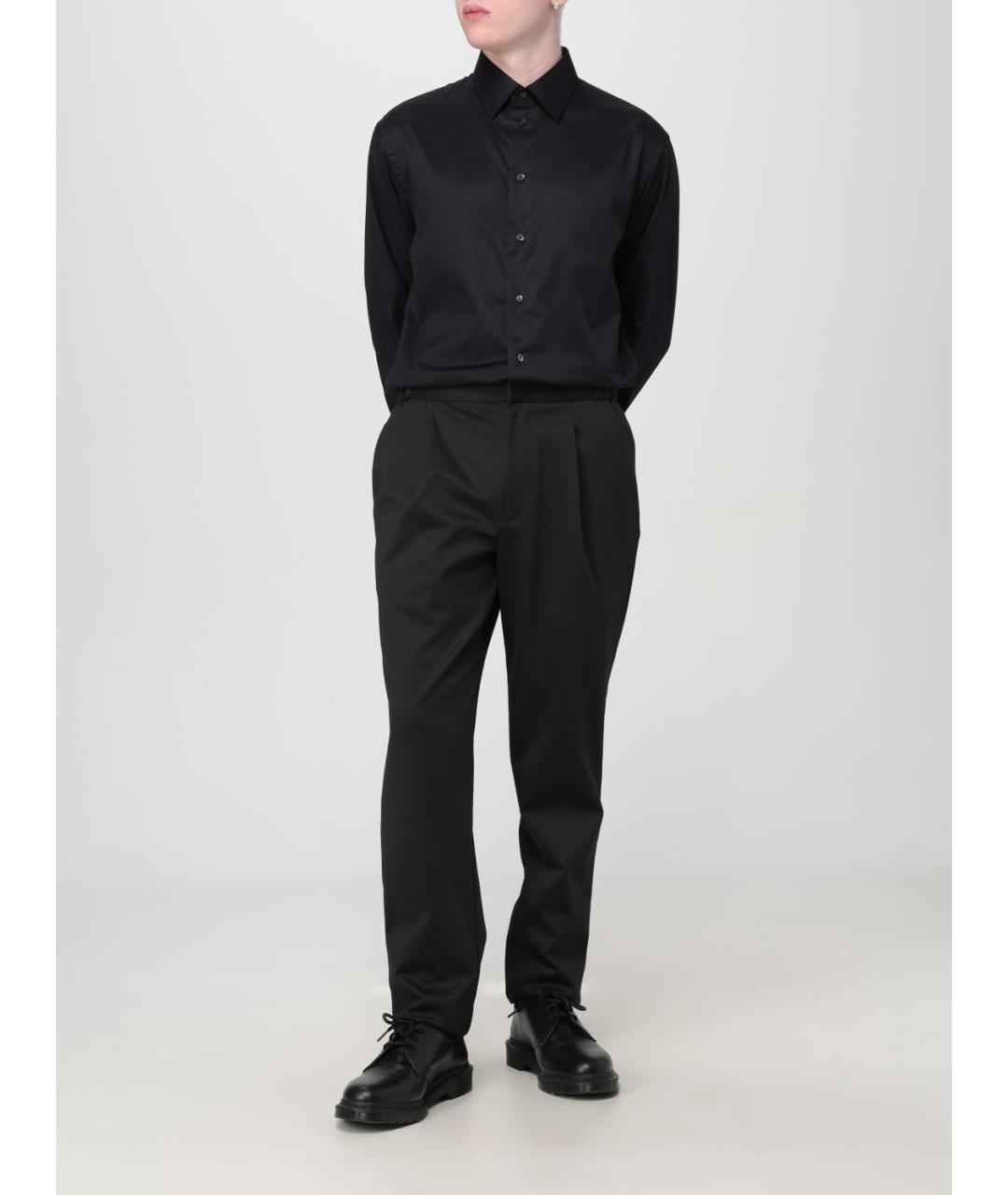 EMPORIO ARMANI Черные полиэстеровые повседневные брюки, фото 2
