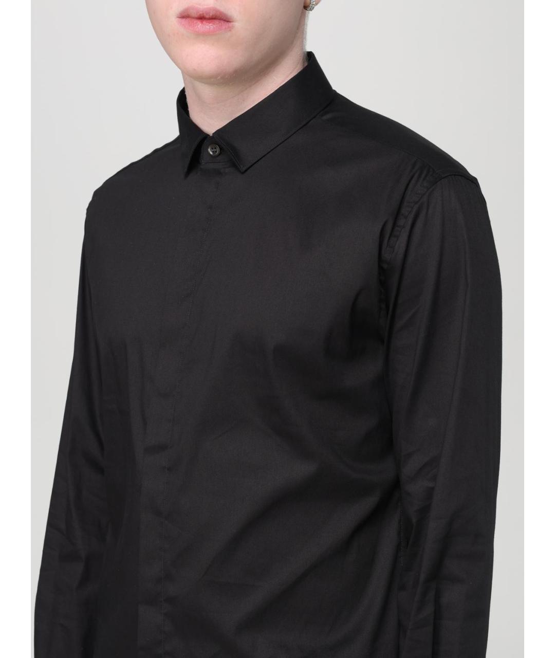 EMPORIO ARMANI Черная хлопковая классическая рубашка, фото 3