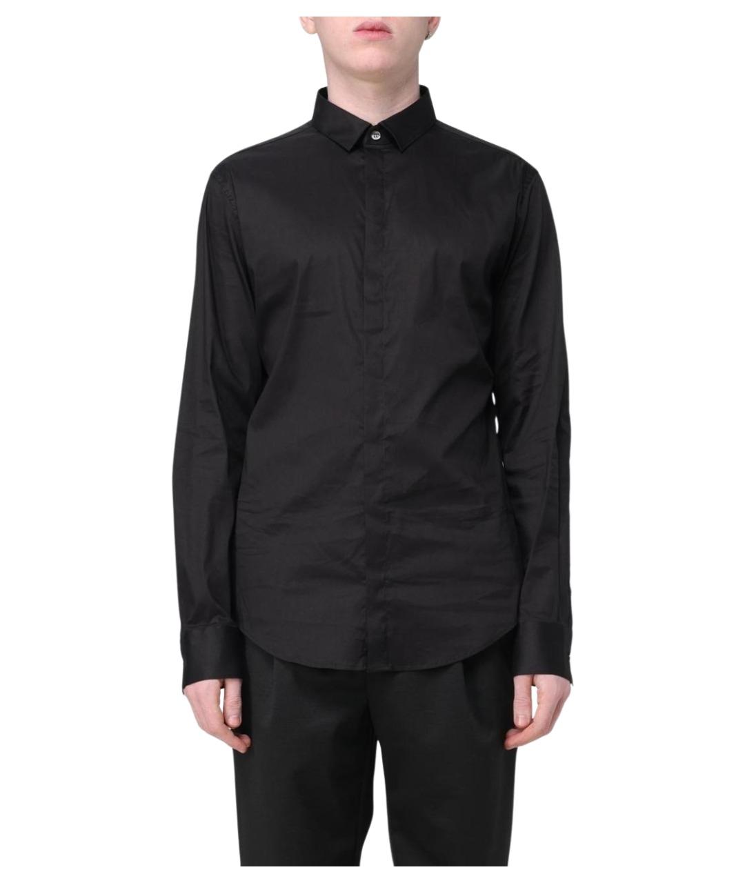 EMPORIO ARMANI Черная хлопковая классическая рубашка, фото 1