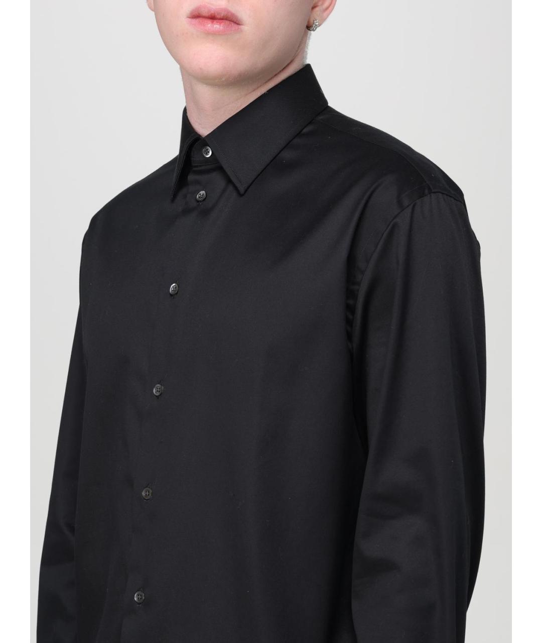 EMPORIO ARMANI Черная хлопковая классическая рубашка, фото 4