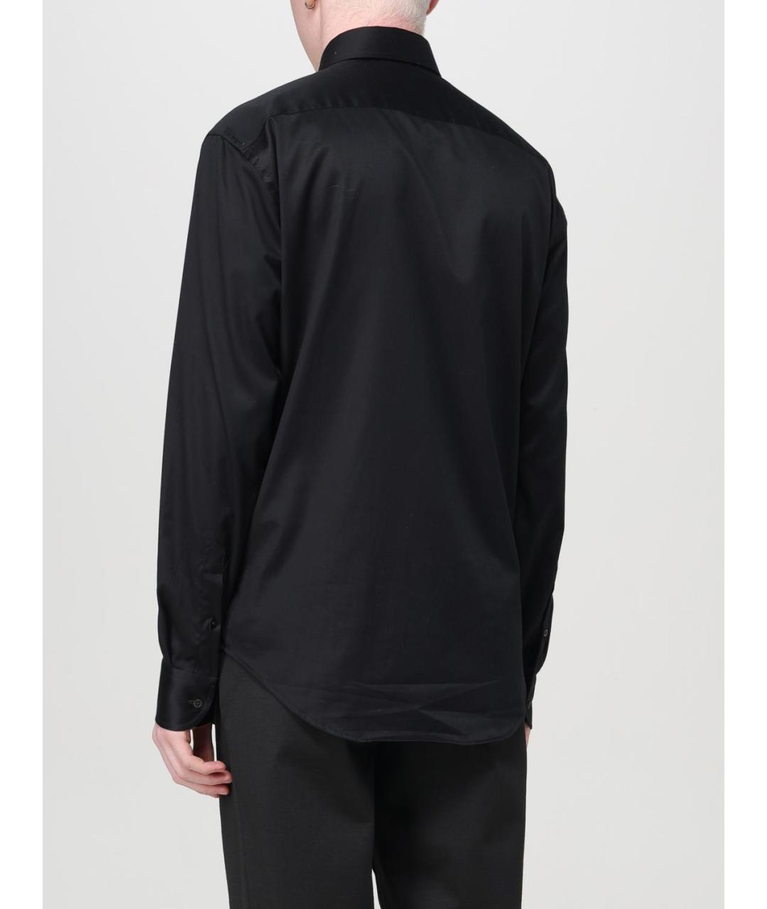 EMPORIO ARMANI Черная хлопковая классическая рубашка, фото 3