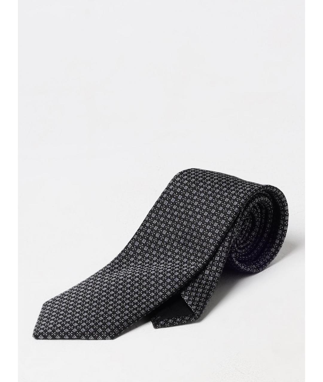 EMPORIO ARMANI Черный шелковый галстук, фото 3