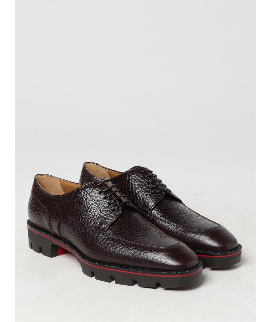 CHRISTIAN LOUBOUTIN Коричневые кожаные туфли, фото 2