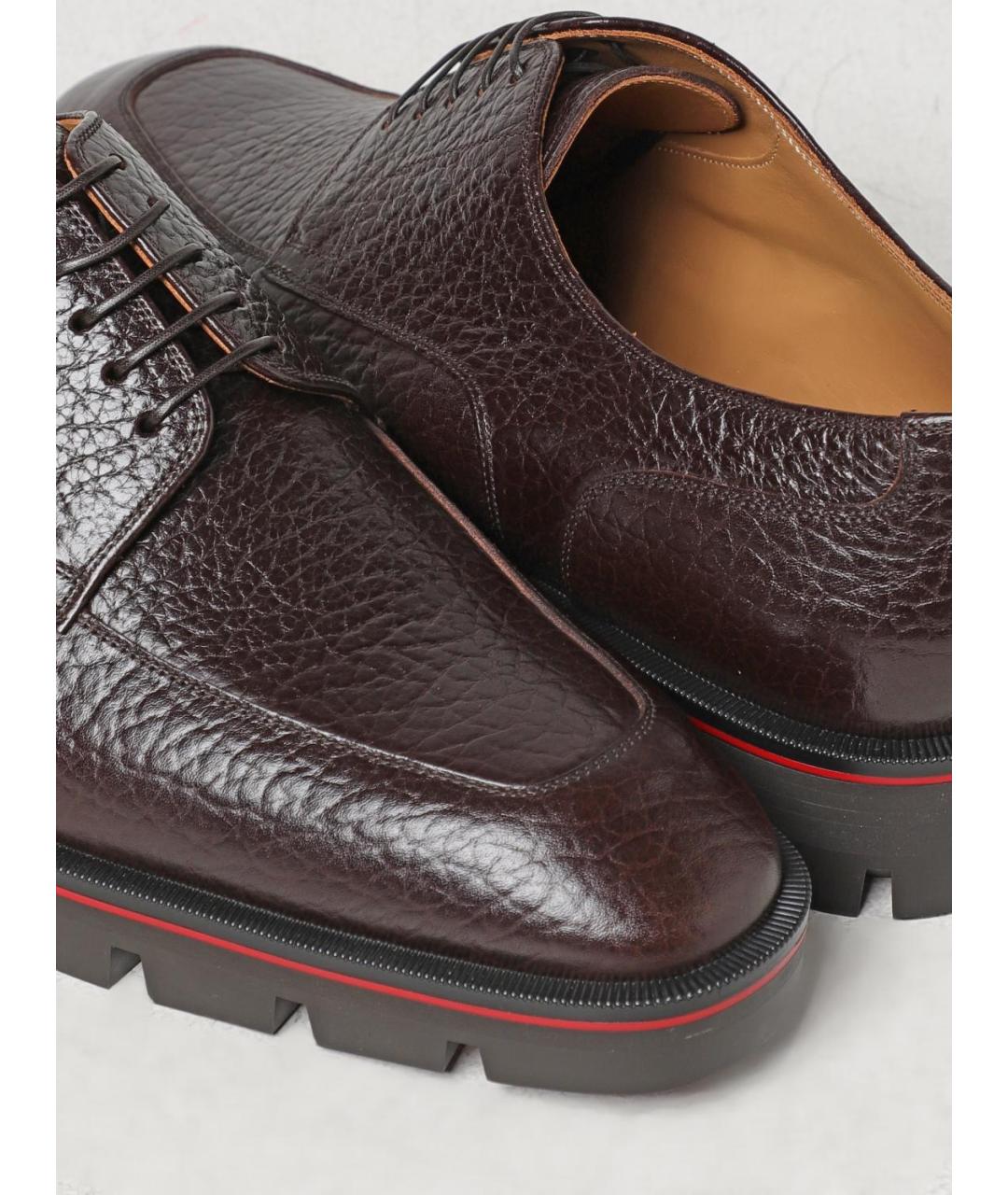 CHRISTIAN LOUBOUTIN Коричневые кожаные туфли, фото 4