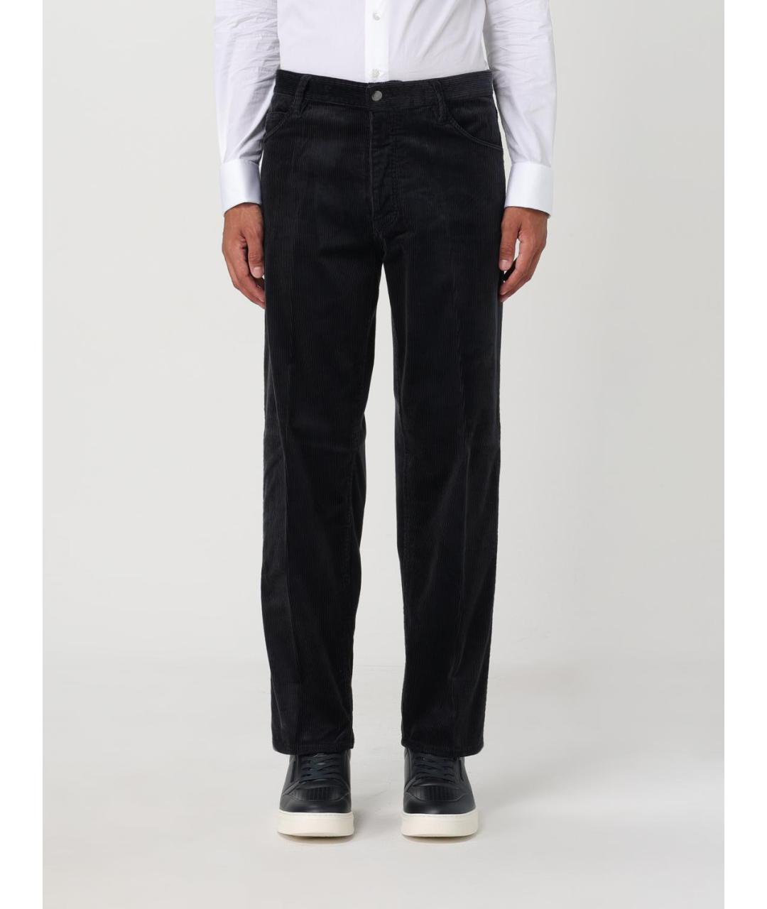 EMPORIO ARMANI Темно-синие хлопковые повседневные брюки, фото 4