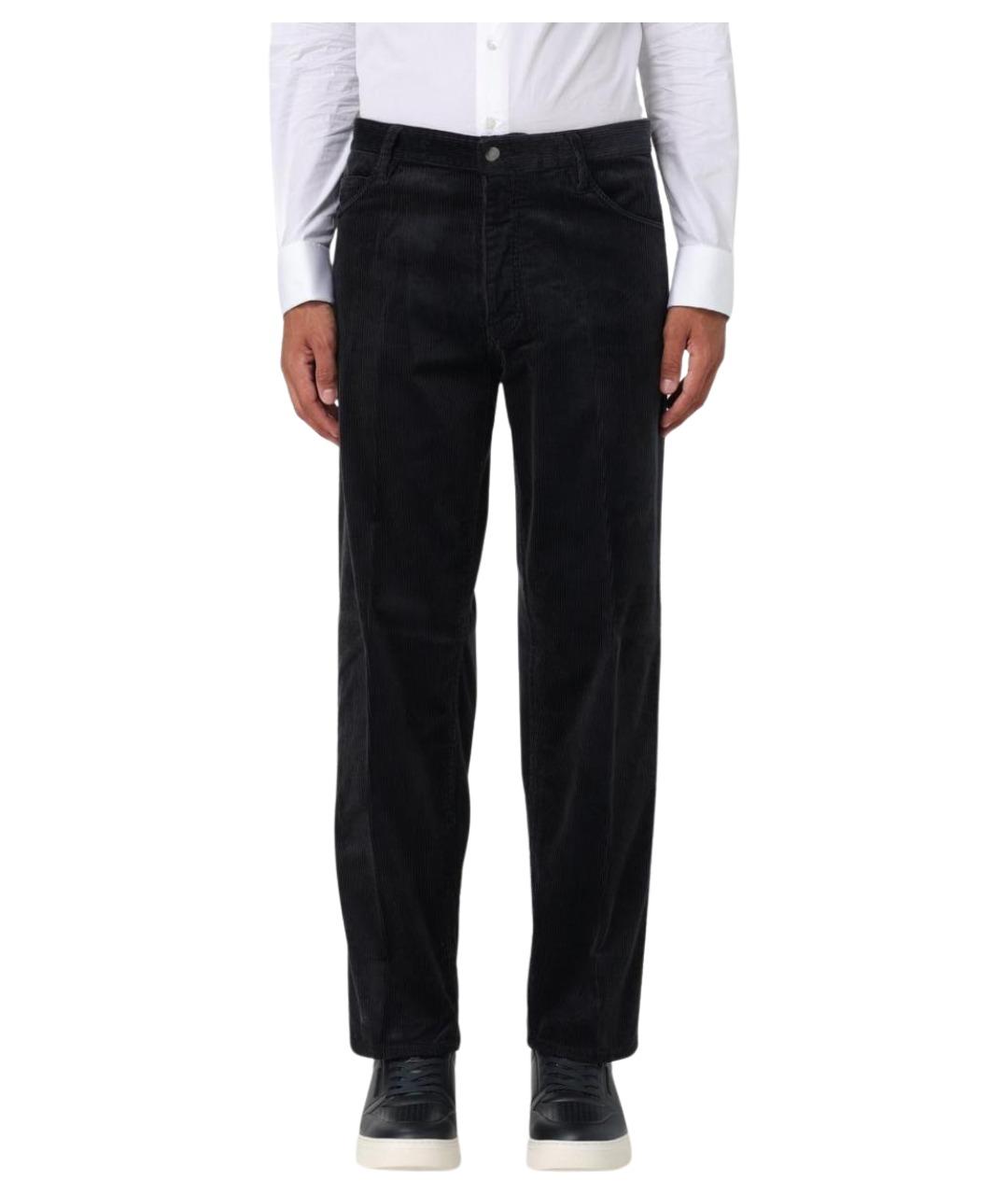 EMPORIO ARMANI Темно-синие хлопковые повседневные брюки, фото 1