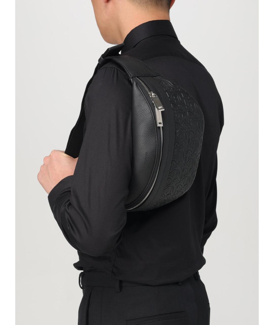 FERRAGAMO Черная кожаная поясная сумка, фото 2