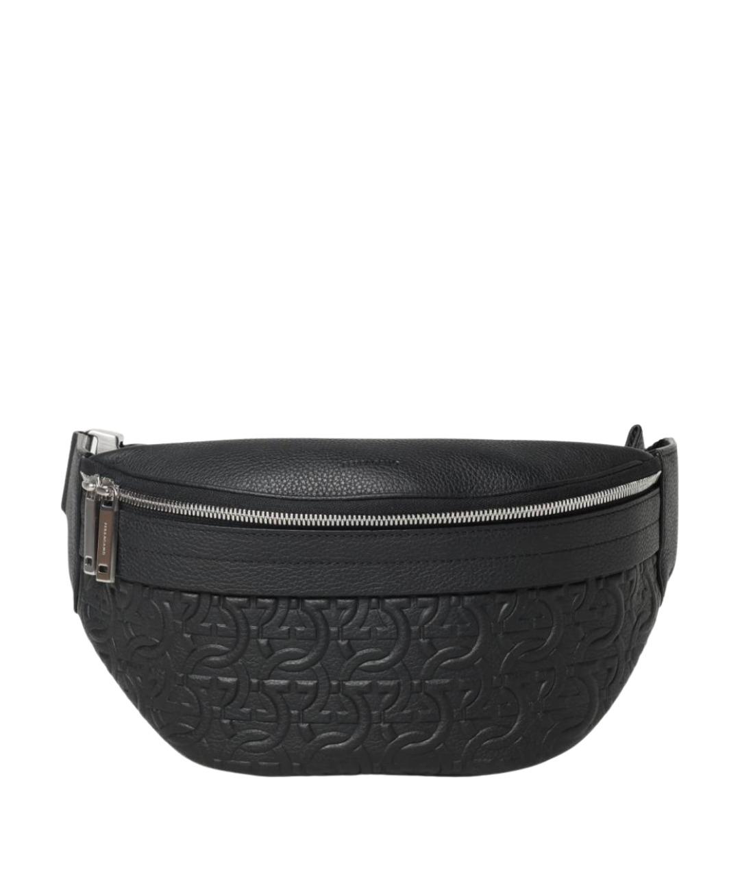 FERRAGAMO Черная кожаная поясная сумка, фото 1