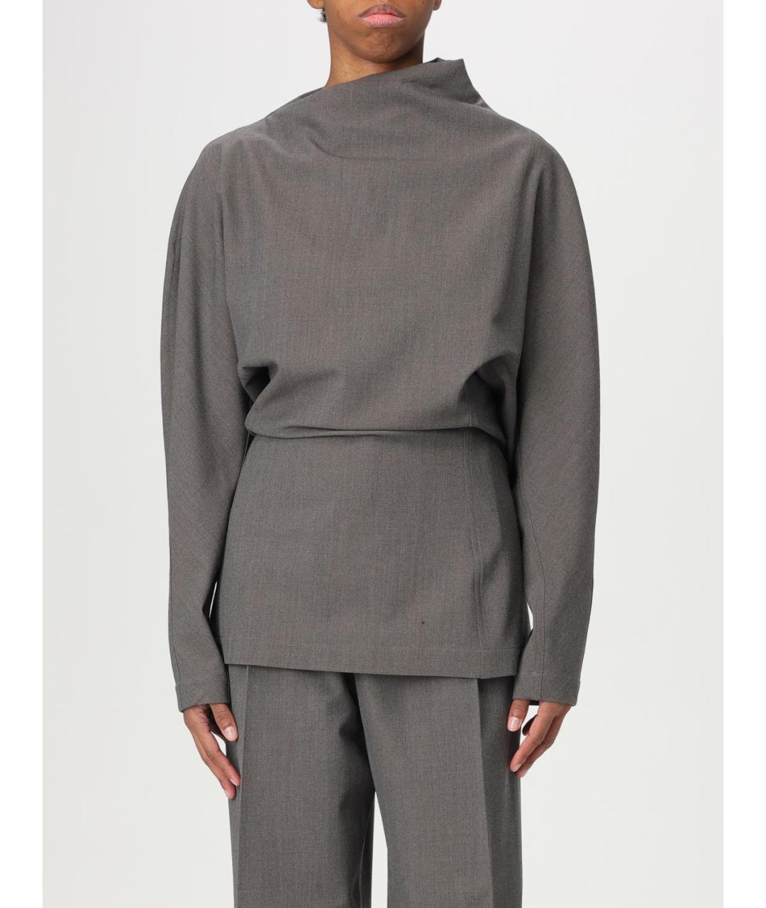 BOTTEGA VENETA Серая шерстяная блузы, фото 2