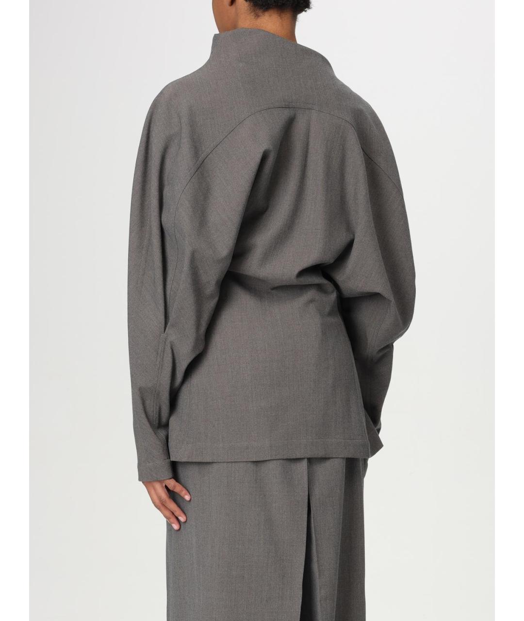 BOTTEGA VENETA Серая шерстяная блузы, фото 4