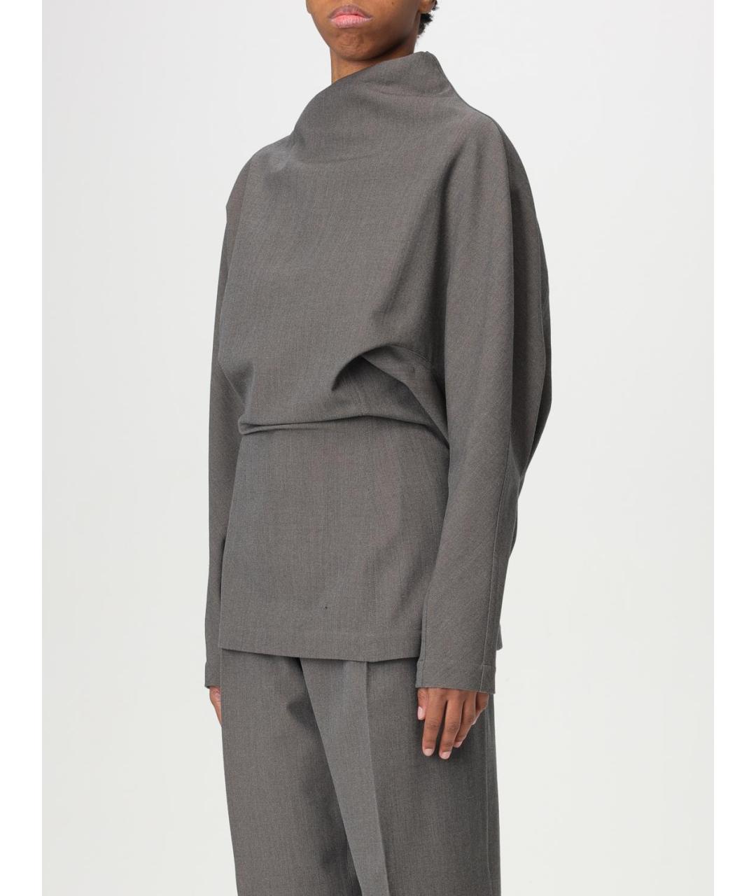 BOTTEGA VENETA Серая шерстяная блузы, фото 5