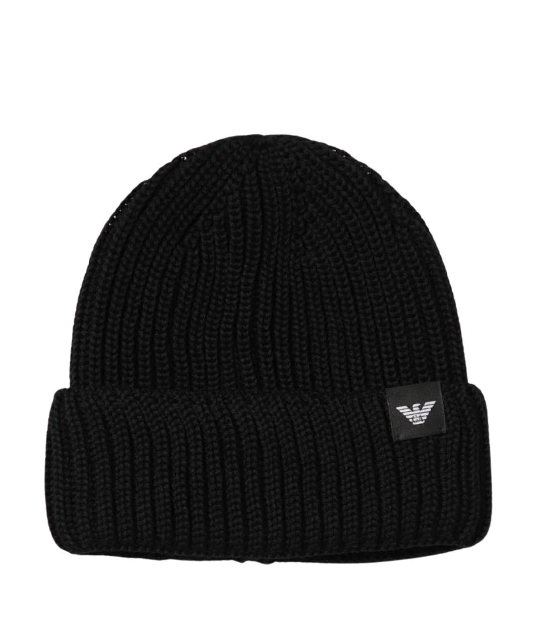 EMPORIO ARMANI Черная шерстяная шапка, фото 1