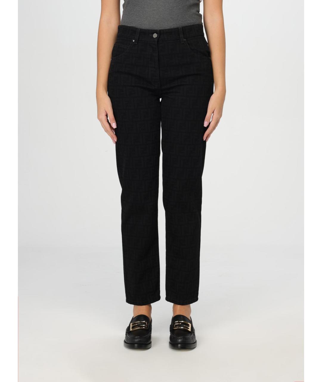 FENDI Черные хлопковые прямые джинсы, фото 2