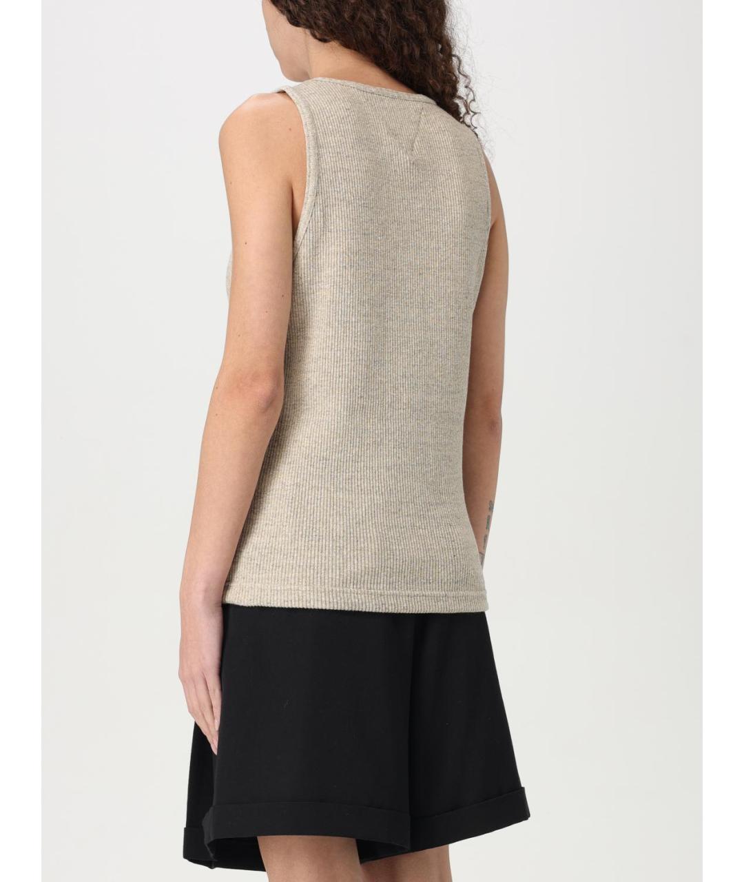 BOTTEGA VENETA Бежевая хлопковая майка, фото 3