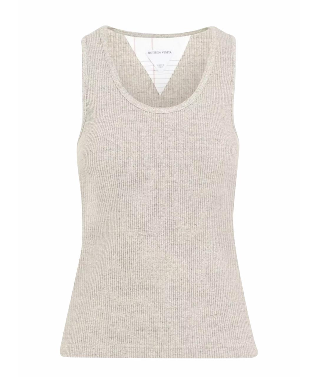 BOTTEGA VENETA Бежевая хлопковая майка, фото 1