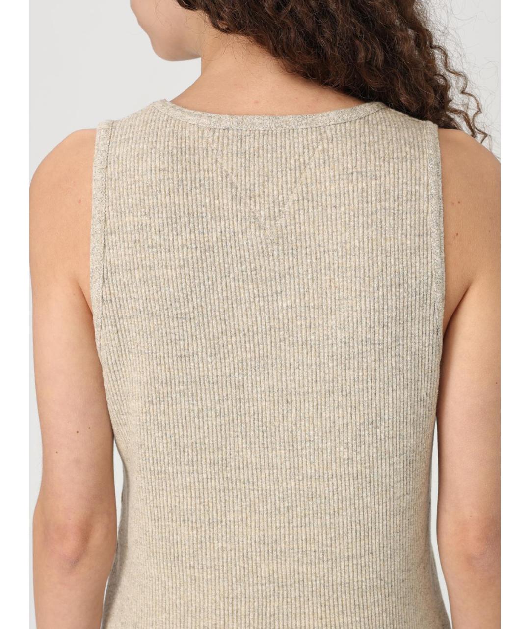 BOTTEGA VENETA Бежевая хлопковая майка, фото 5