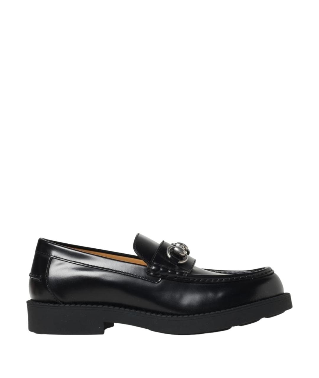 GUCCI Черные кожаные лоферы, фото 1