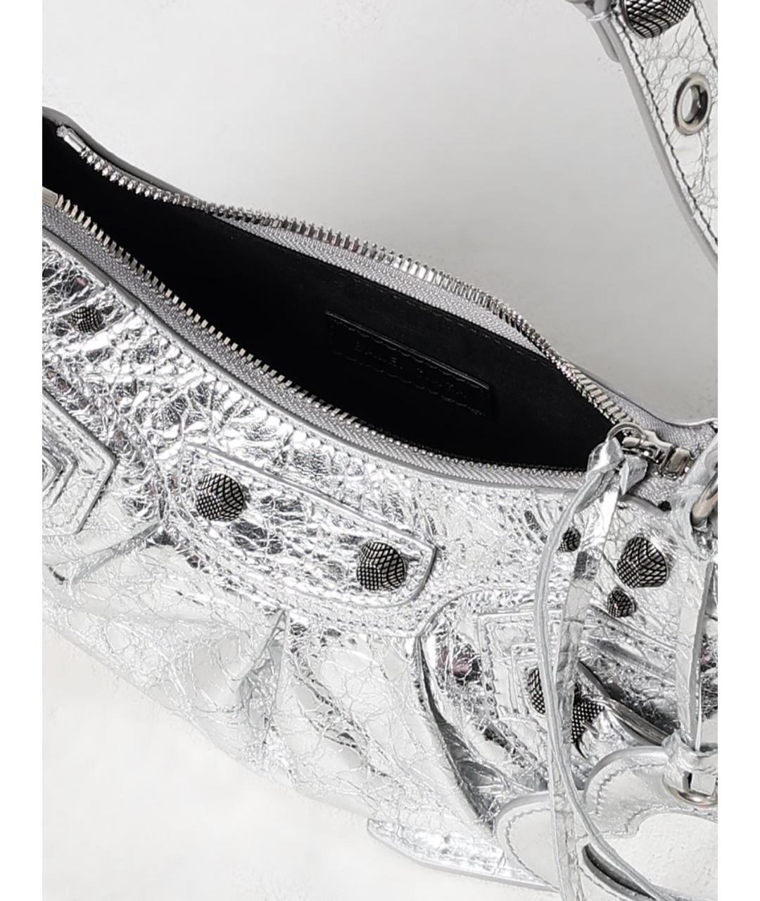 BALENCIAGA Серебряная кожаная сумка через плечо, фото 5