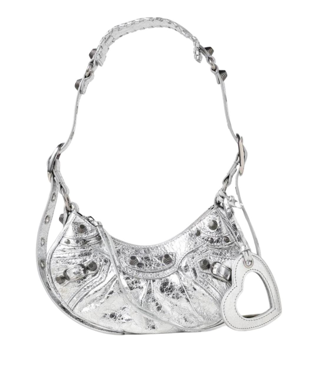 BALENCIAGA Серебряная кожаная сумка через плечо, фото 1