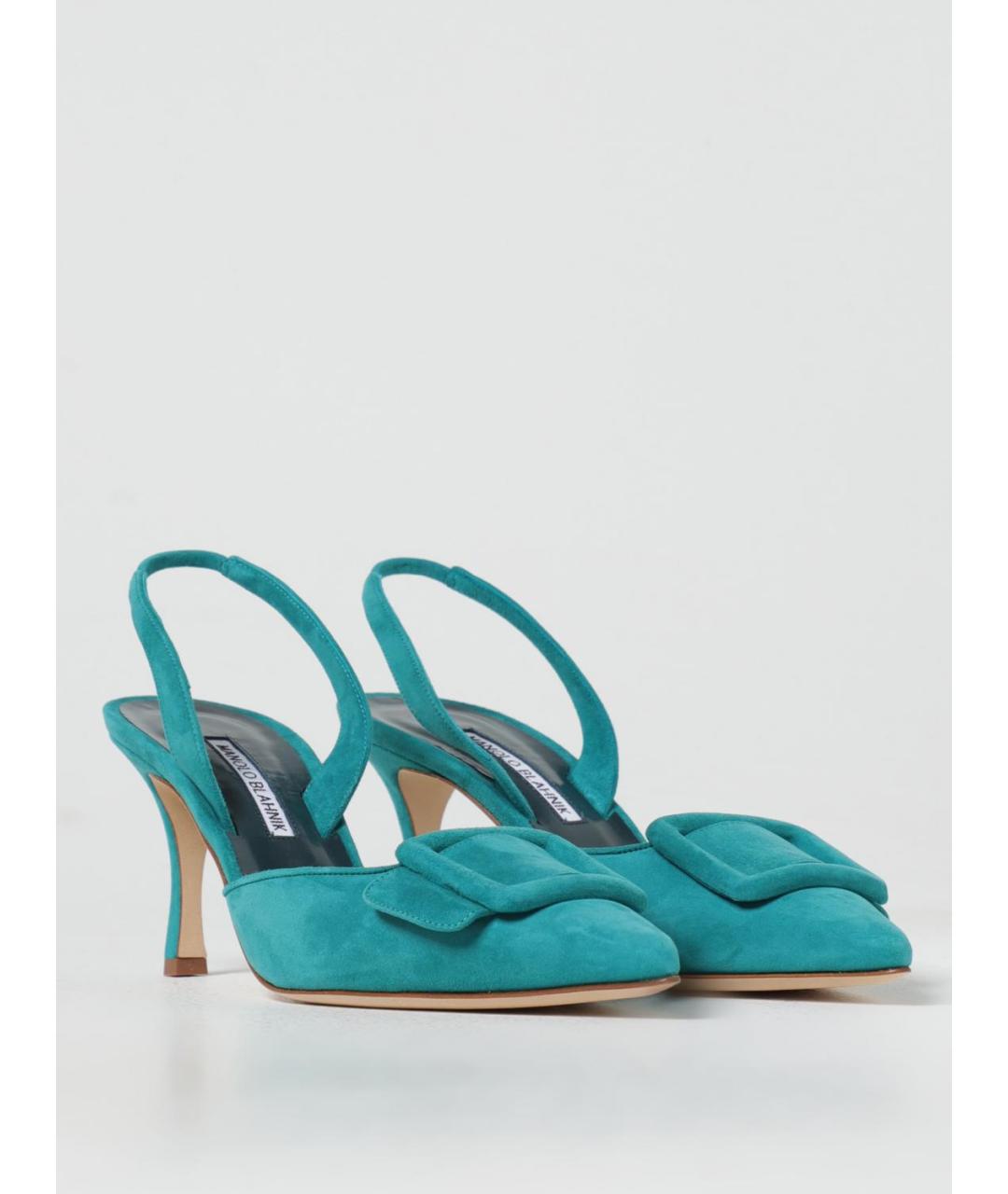 MANOLO BLAHNIK Бирюзовые кожаные туфли, фото 2