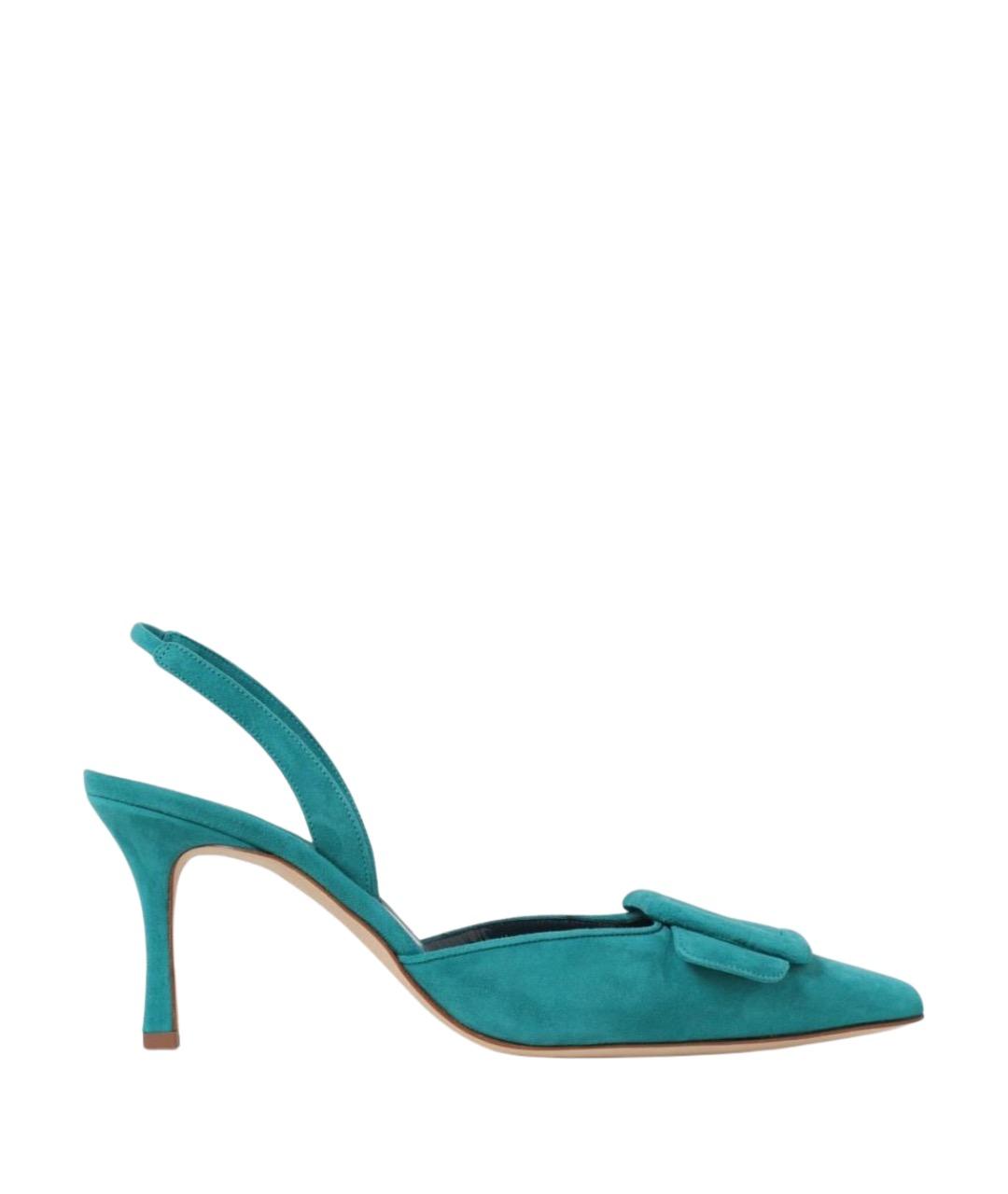 MANOLO BLAHNIK Бирюзовые кожаные туфли, фото 1