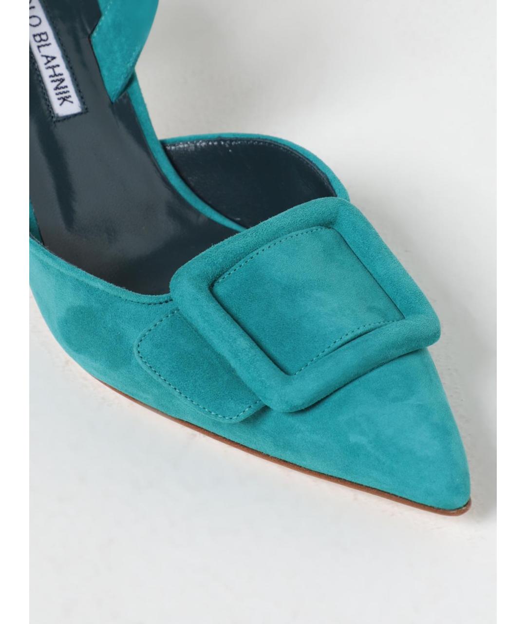 MANOLO BLAHNIK Бирюзовые кожаные туфли, фото 4