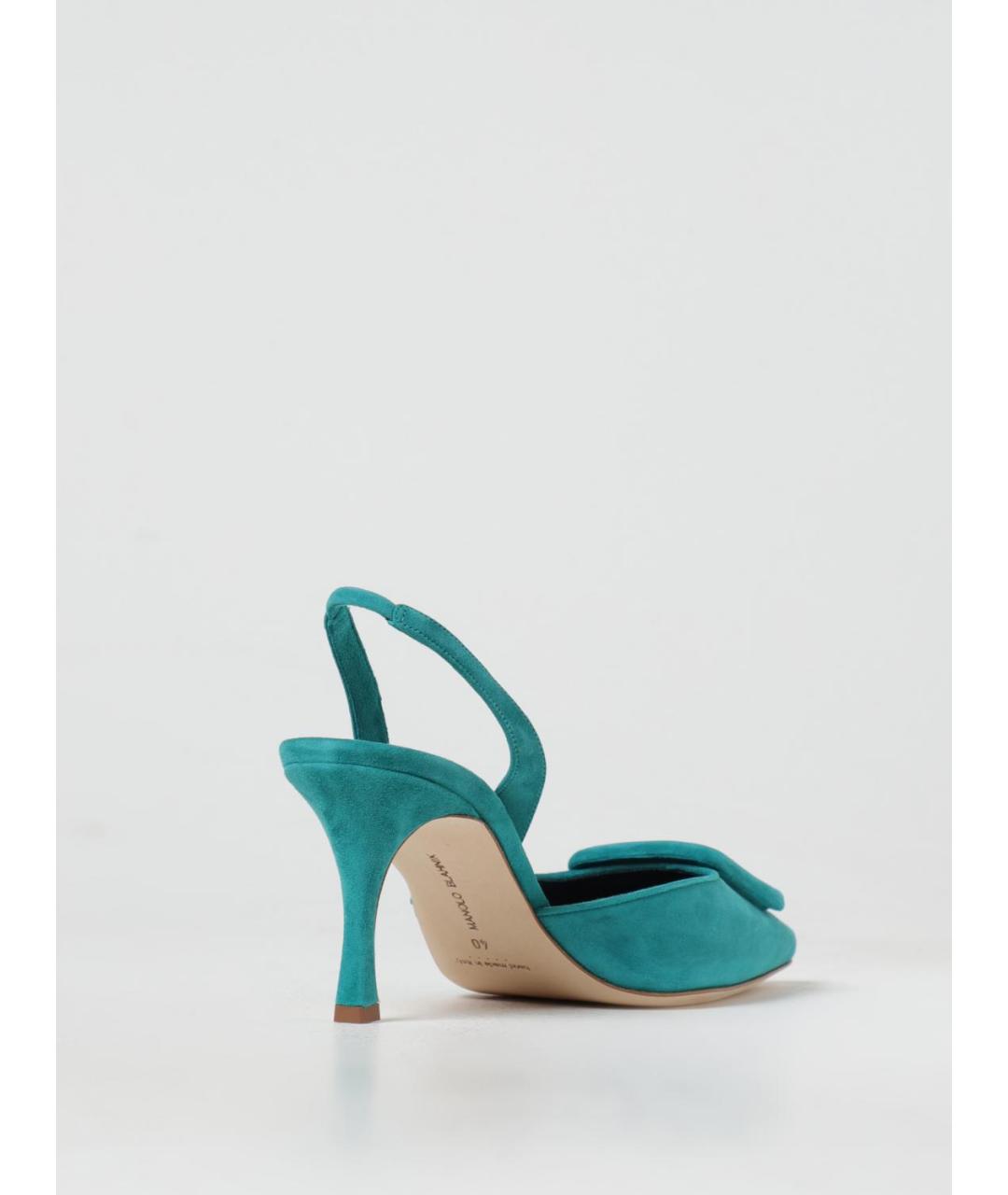 MANOLO BLAHNIK Бирюзовые кожаные туфли, фото 3