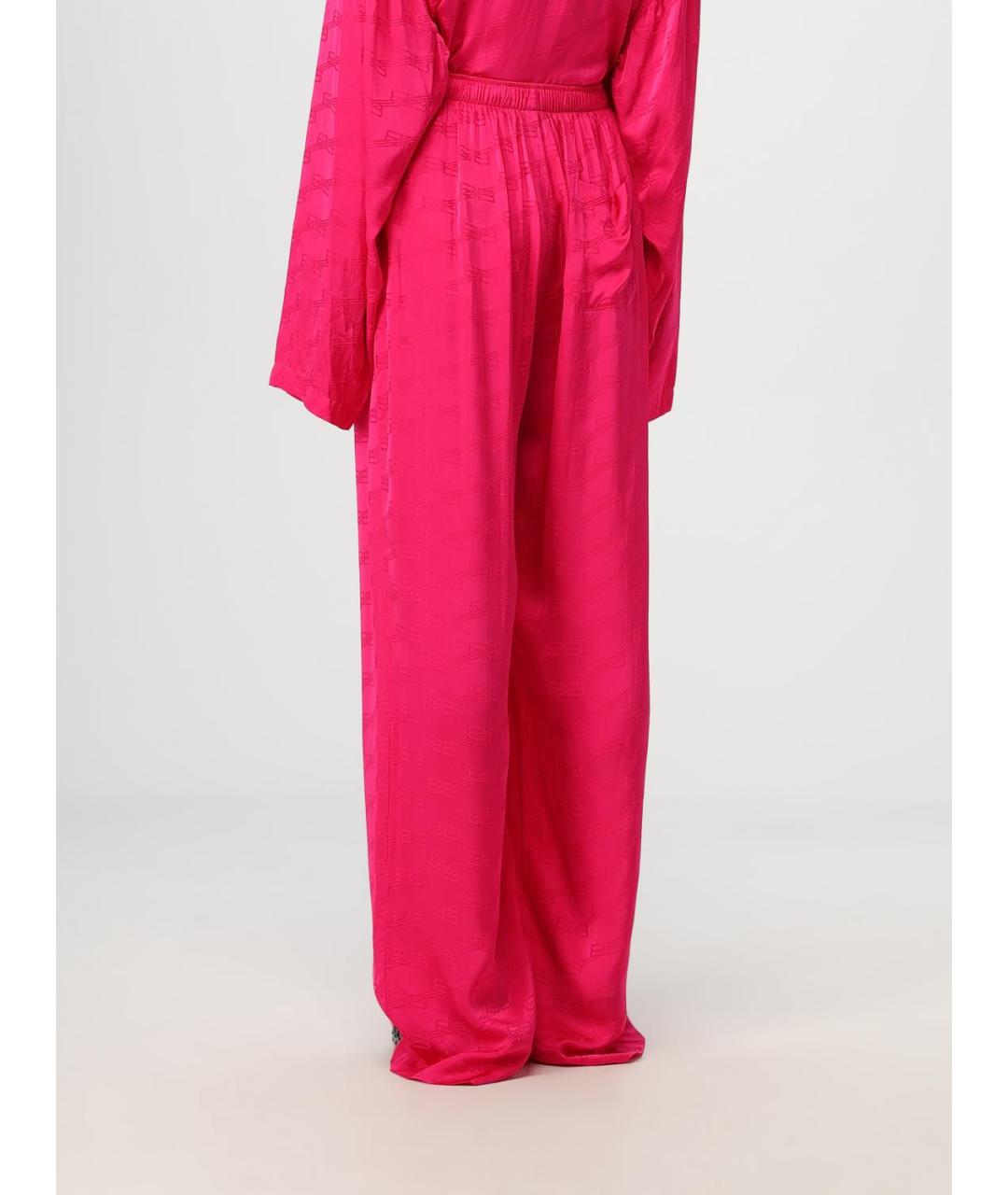 BALENCIAGA Фуксия вискозные брюки широкие, фото 3