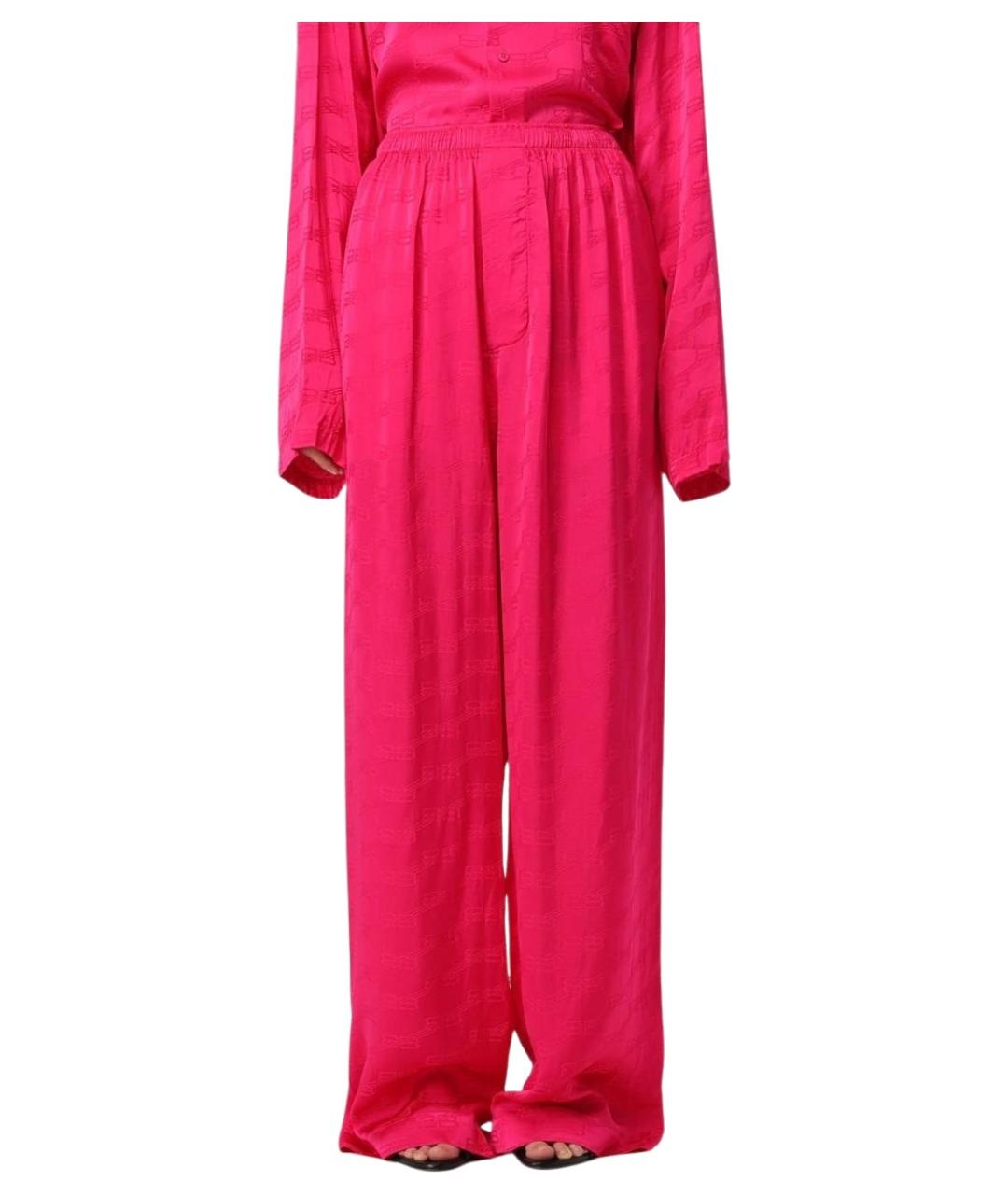 BALENCIAGA Фуксия вискозные брюки широкие, фото 1