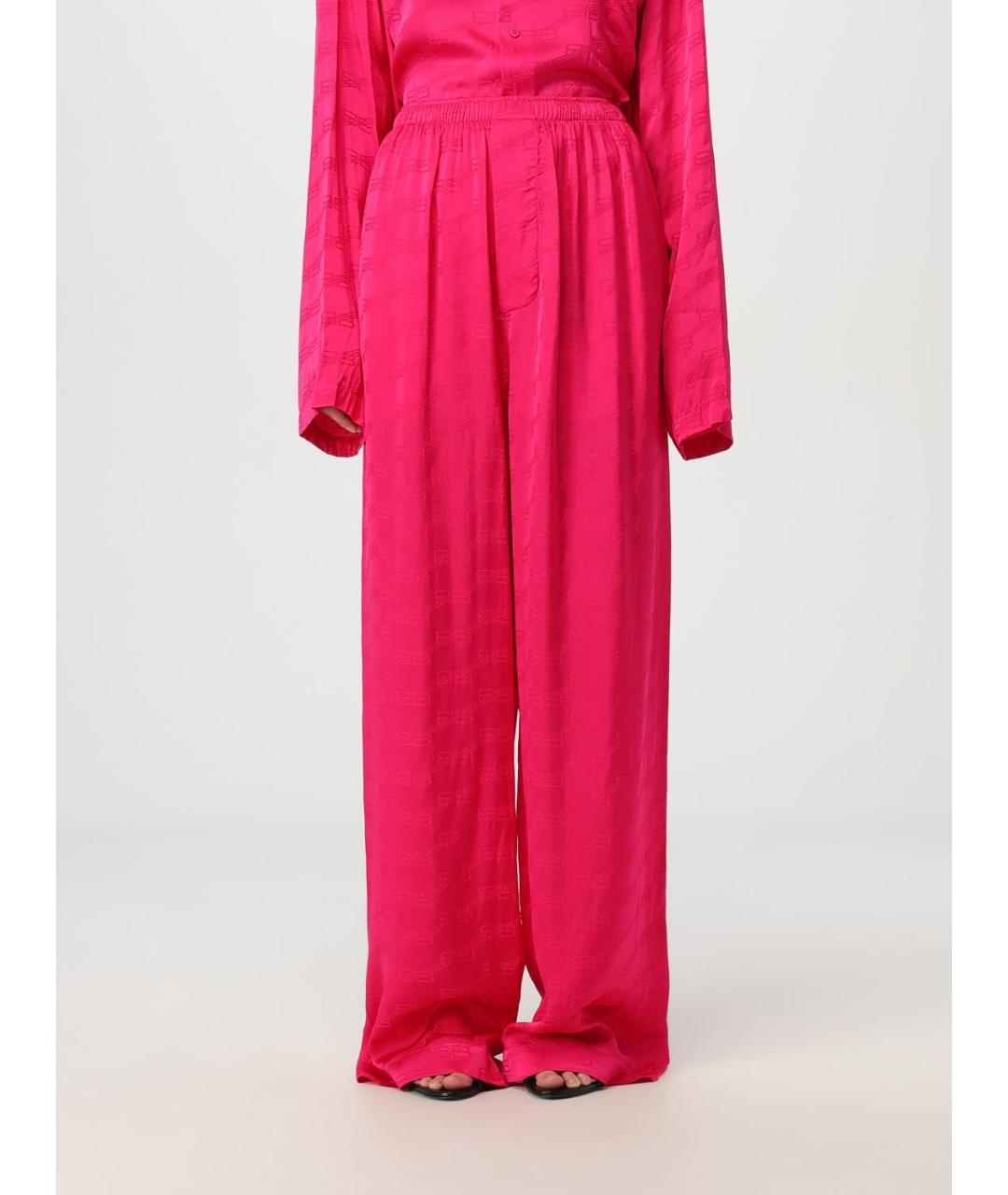 BALENCIAGA Фуксия вискозные брюки широкие, фото 6
