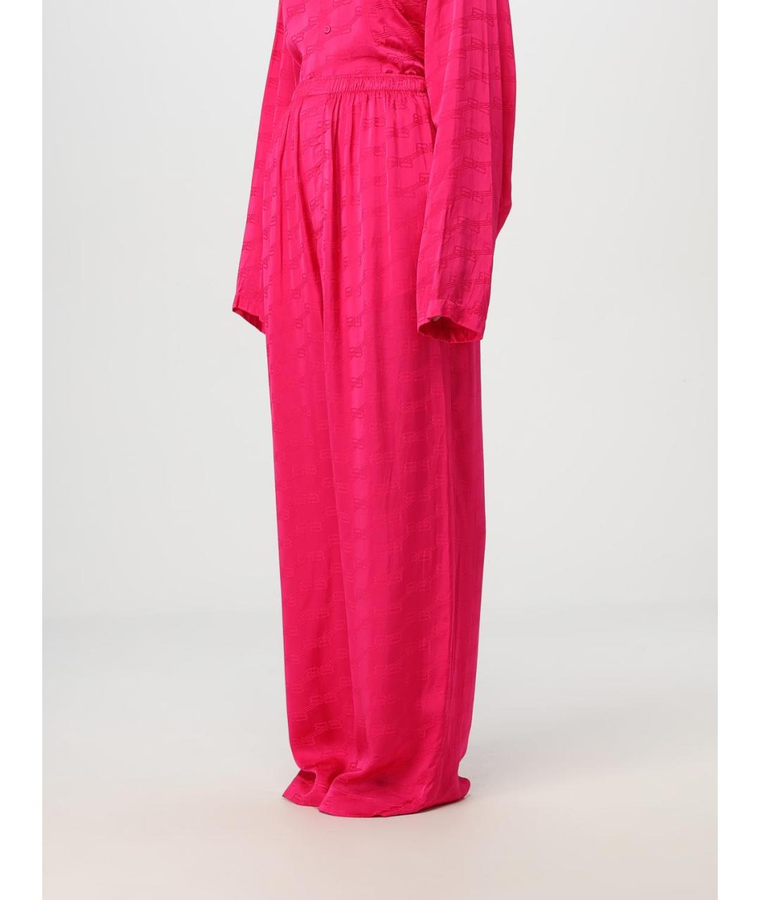 BALENCIAGA Фуксия вискозные брюки широкие, фото 4