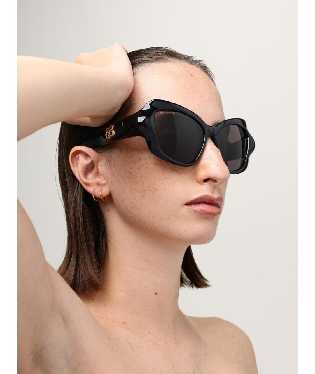 BALENCIAGA Черные пластиковые солнцезащитные очки, фото 2