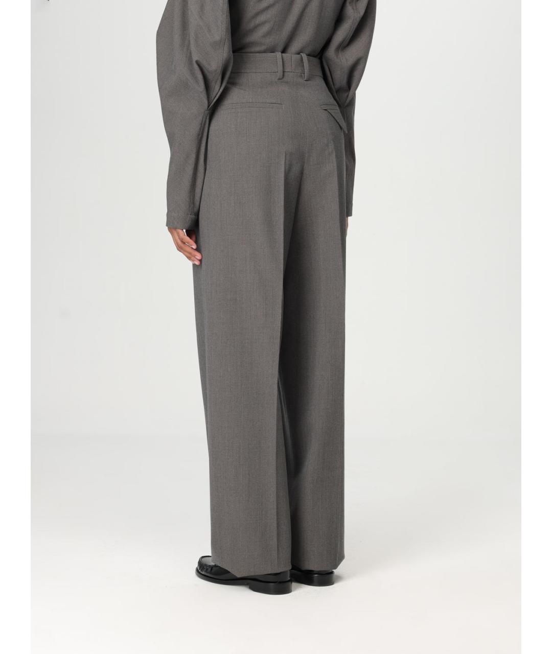 BOTTEGA VENETA Серые шерстяные прямые брюки, фото 3