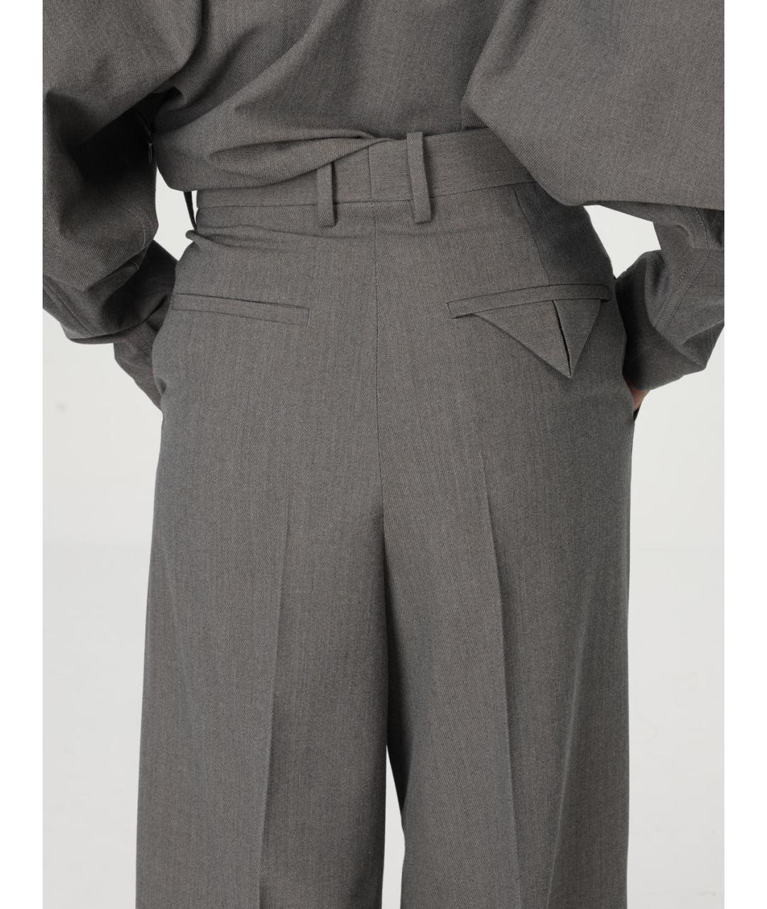BOTTEGA VENETA Серые шерстяные прямые брюки, фото 5