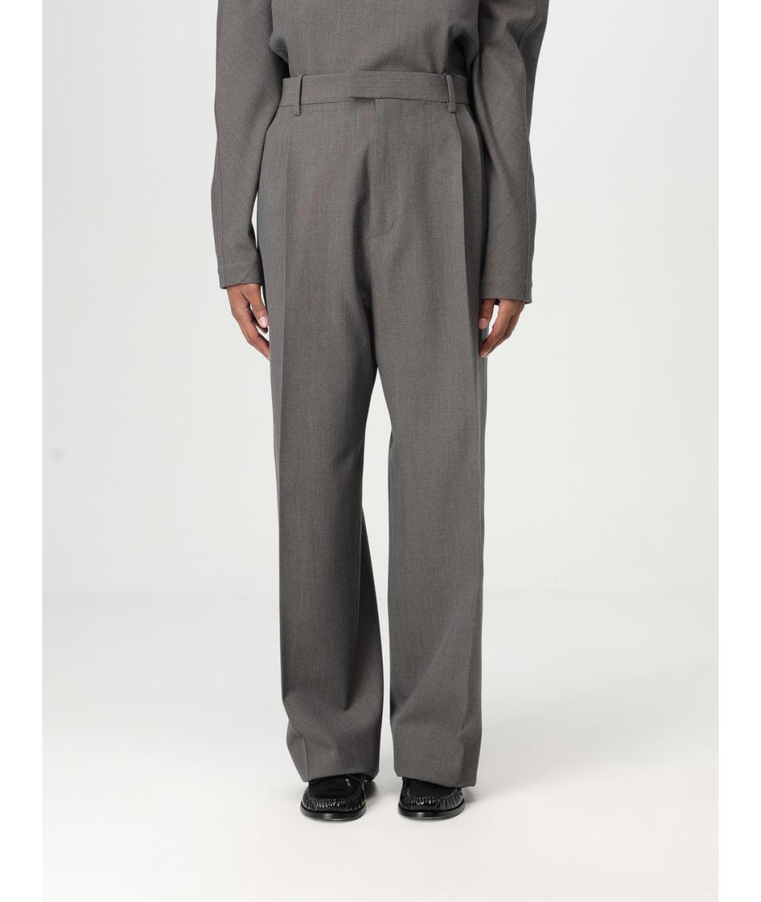 BOTTEGA VENETA Серые шерстяные прямые брюки, фото 6